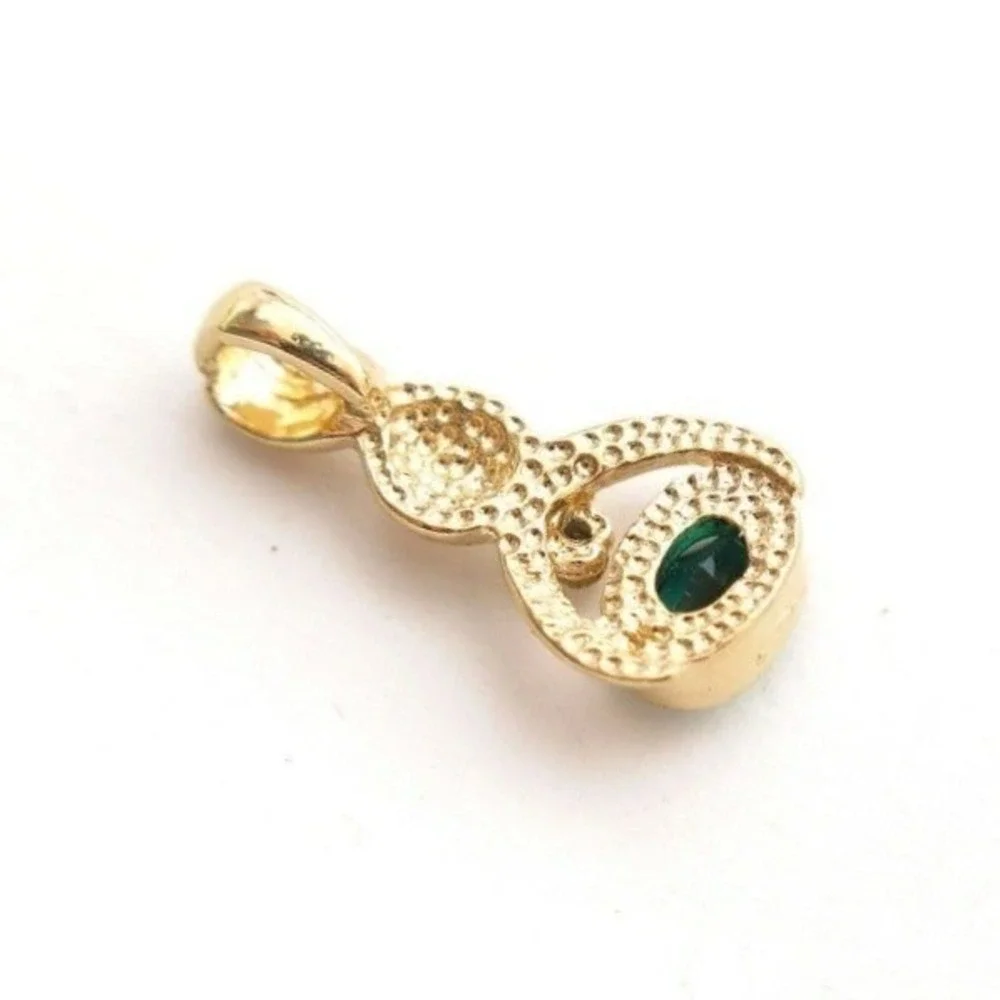 Emerald Green Rhinestone‎ Gold Pendant